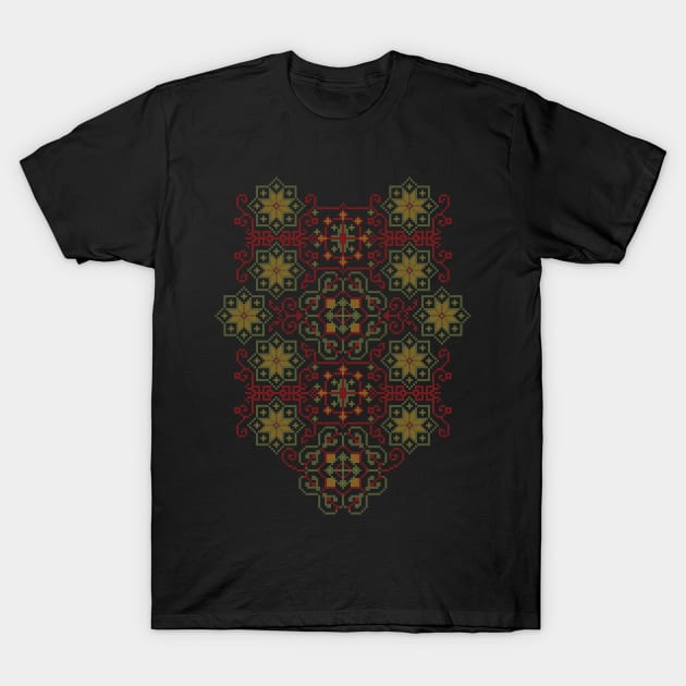 Palestinian Jordanian Traditional Tatreez Realistic Colorful Palestine Embroidery Pattern #13 -color T-Shirt by QualiTshirt